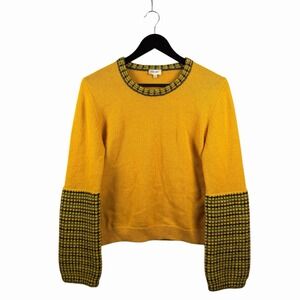 Kenzo Paris Women's Large Wool Blend Solid / Checkered Yellow Sweater